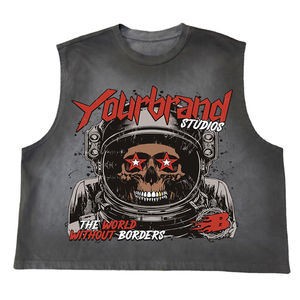 Custom Acid Wash Twill Boxy Fit Sleeveless <b>Shirts</b> Vintage DTG Print 100% Cotton Anti-Wrinkle Breathable Casual Streetwear - Product Image 5