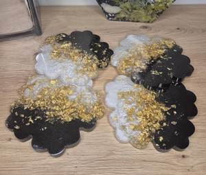 Decorative Resin Coaster Handmade Resin Coasters With <b>Wood</b> <b>Slices</b> Irregular Shape Wabi Sabi Design Non Slip Table Mats Coaster - Product Image 5