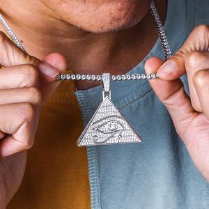 จี้สร้อยคอผู้ชายแบบฮิปฮอปประดับเพชรโมอิสซาไนต์รูปดวงตาแห่งฮอรัส ดีไซน์หรูหราเคลือบทองคำ - Product Image 5