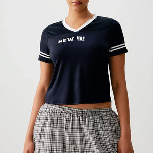 Jersey Corto de Fútbol Americano para Mujer, Cuello en V, Poliéster, Impresión Personalizada, Top Deportivo para Entrenamiento, Fabricación al por Mayor OEM - Product Image 1