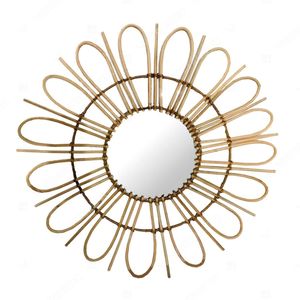 Miroir mural décoratif pour la maison, miroir en rotin fleuri, meubles de salon - Product Image 5