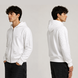 Glory Custom Oversized Washed Rhinestone Zip Up Hoodie 100% Cotton Soft Quick Dry Fabric Sun Faded Hoodie For Unisex Street Wear - Product Image 6