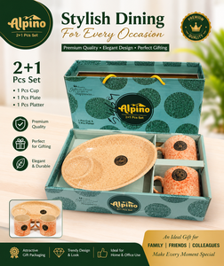 Juego de Tazas y Platos de Melamina Blanca de Lujo con Impresión, 2 Tazas, 2 Platos, Empaque en Caja Marrón para Regalo de Té o Café - Product Image 3