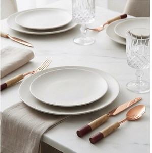 Minimalistisches Besteck-Set Kupfer-Finish Holzgriff Spülmaschinenfest Hochzeits-Tafelgeschirr Essentials - Product Image 3