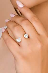 Anillo de compromiso Toi Et Moi con pavé abierto, banda apilable personalizada de oro macizo de 14k 18k con diamante redondo cultivado en laboratorio para mujer, venta al por mayor - Product Image 6