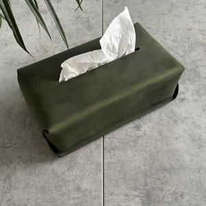 Caja de pañuelos y servilletas de cuero de lujo con cierre de botón, plegable, a prueba de polvo y olores, portátil para hoteles-LTBC-0010 - Product Image 1