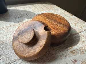 <b>Wooden</b> Salt Jar <b>Rustic</b> <b>Wooden</b> Storage Pot Durable Salt and Spice Container for Home Kitchen Restaurant Café and <b>Dining</b> Settings - Product Image 1