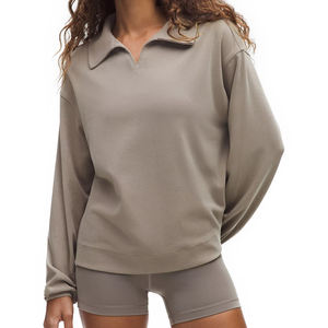 Polo de Manga Larga Oversize de Punto Piqué Softstreme para Mujer, Premium, Suave, Casual, Corte Relajado, Opción Personalizada, Marca Privada - Product Image 1