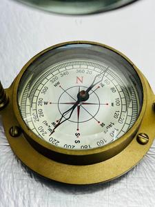 Maritime Brass Quartz <b>Desk</b> Clock Compass Modern <b>Rustic</b> Design Handmade Portable Promotional - Product Image 2