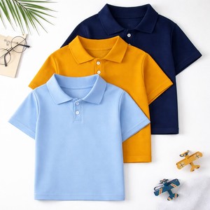 เสื้อโปโลเด็กปักลายตามสั่ง ผ้าฝ้าย 100% แขนสั้น ใส่สบายสำหรับฤดูร้อน เสื้อโปโลเด็กผู้ชายแบบเรียบง่าย เป็นมิตรกับสิ่งแวดล้อม ขายส่งจากบังกลาเทศ - Product Image 1