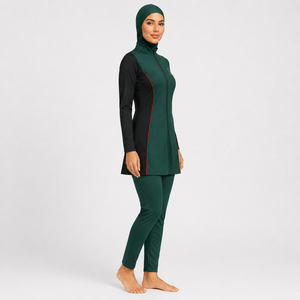 Ensemble burkini pour femmes, couvrant entièrement le corps, tissu extensible doux, séchage rapide, respirant, écologique, confortable, pour la natation, la plage et la piscine - Product Image 4