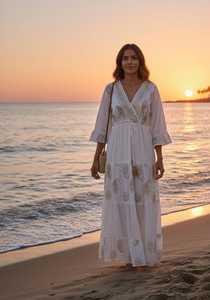 Robe longue élégante et fluide sans manches avec bretelles courtes ajustables et ourlet évasé, idéale pour les soirées, pour femme - Product Image 4