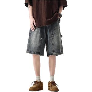 Shorts en jean décontractés pour hommes, coupe ample, délavés, avec poches, taille mi-haute, style été - Product Image 6