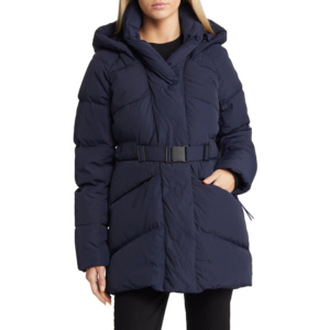 Manteau d'hiver pour femme, imperméable, avec ceinture, en duvet, chaud, noir, veste matelassée avec capuche longue, coupe ample, décontractée, tendance pour l'hiver - Product Image 5