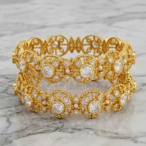 925 Silver Monzo Bangles Crystal Designer <b>Kada</b> Bracelet Set for Women Wedding Party Jewelry - Product Image 2