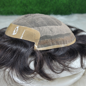 Peluca con malla frontal estilo OCTAGON para hombre 100% Remy y 100% cabello humano indio atado a mano tupé de trama única con base de encaje - Product Image 2