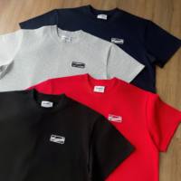 T-shirt Unisexe Oversize OEM ODM en Coton Gaufré 100% à Manches Courtes, Imprimé Sérigraphié, Broderie 3D, Écologique