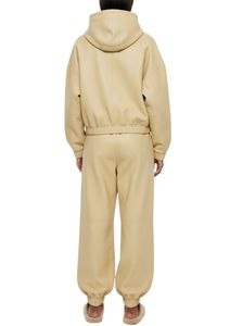 Premium Women's PU Leather Full <b>Zip</b> <b>Hooded</b> Tracksuit Set – Oversized Hoodie & Relaxed Jogger Pants Luxury Streetwear Outfit - Product Image 3