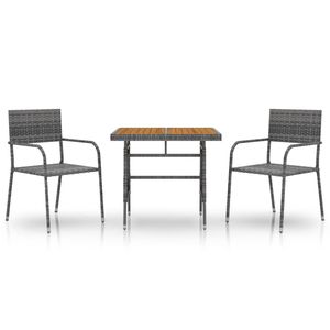 Conjunto de Comedor para Exteriores Mediano, en Ratán Sintético Gris y Madera Maciza de Acacia, con Componentes de Acero - Product Image 2