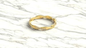 18K Gold Twisted <b>Diamond</b> <b>Ring</b> Minimalist Interwoven Wave Cuff Pavé Round <b>Diamond</b> <b>Ring</b> Eternity Jewelry Fine Jewelry For Women - Product Image 3