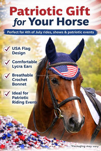 Horse wear Horse care Product Horse USA Flag Ear <b>Bonnet</b> with Rope Closure Washable Horse Fly <b>Bonnets</b> - Product Image 5