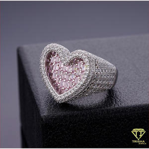 Anillo de Plata de Ley 925 de Lujo con Moissanita y Diamantes en Forma de Corazón, con Aspecto de Piedra Brillante, para Compradores Mayoristas - Product Image 2