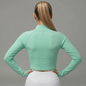 Chaqueta Deportiva Corta de Yoga para Mujer, con Cierre Frontal, Compresión, Color Liso - Product Image 2