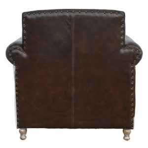 Sillón rústico de cuero y piel de vaca con patas de madera, tapizado, de un solo asiento, estilo Chesterfield, para sala de estar. - Product Image 2