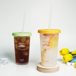 18oz Rooftop Reusable Cold <b>Cup</b> 500ml with Flat Lid Design Durable PP Plastic Dishwasher Safe <b>Tumbler</b> with Straw for Iced Coffee - Product Image 6