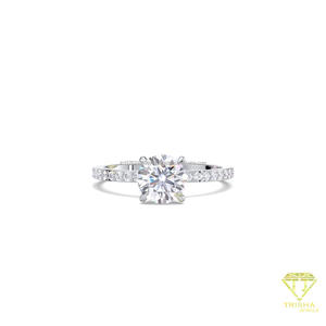 Round Cut Moissanite Diamond Solitaire Engagement <b>Ring</b> in 14K Yellow Gold Pave Band Wedding Promise Anniversary <b>Ring</b> - Product Image 4