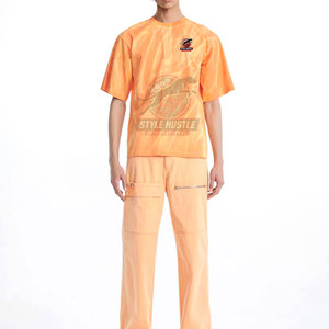 T-shirts tendance effet soleil délavé, dernières créations, pour hommes, couleur unie, pour adultes - Product Image 2
