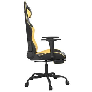 Silla de Juego de Piel Sintética Negra y Dorada con Asiento de Espuma y Madera Contrachapada Metálica, Duradera y Elegante para Gamers - Product Image 5