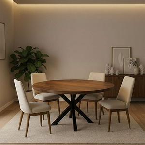Solid Wood Round Dining <b>Table</b> Set, Modern Contemporary Wooden Furniture, Round Kitchen <b>Table</b> and Chairs for Home Dining Room - Product Image 3