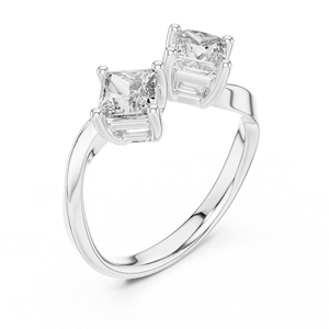 Ensemble de bagues d'amour minimalistes en diamant taille princesse, or rose 18 carats plaqué rhodium, certifié IGI, pour la Saint-Valentin, mariage, fiançailles, fête - Product Image 5