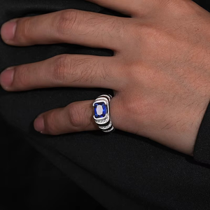 Bague Hip Hop pour Homme en Argent Sterling 925 Plaqué Or 18 carats avec Diamant Certifié IGI, Bijou de Luxe Moderne et Tendance, Pierre Brillante Minimaliste - Product Image 1