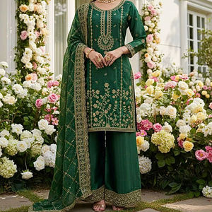 Presernting New Ready To Wear Spacial Fancy Design Heavy Embroidery And Sequence Work Top - Plazzo With Dupatta - Product Image 1