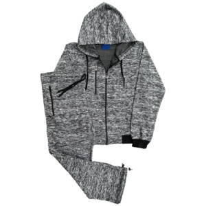 Conjunto Deportivo Unisex Gris, Sudadera con Capucha y Cierre de Cremallera, Pantalones Deportivos de Color Sólido, Transpirable, Peso Medio, para Otoño - Product Image 1