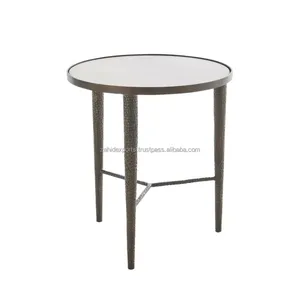 Table de salle à manger haute en aluminium moderne, table à fondue, 6 places, ronde, faite à la main, mobilier de luxe d'Inde - Product Image 1
