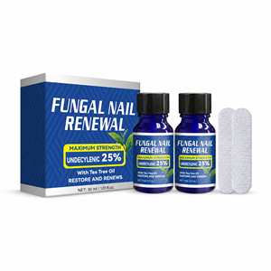 Solution Réparatrice pour Ongles Fongiques 25% Acide Undécylénique Huile d'Arbre à Thé Gouttes Anti-Fongiques Traitement des Ongles des Pieds 2 Flacons avec Lime - Product Image 1