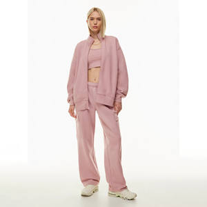 กางเกงคาร์โก้สตรีทแวร์ผ้าฟลีซระบายอากาศเป็นมิตรกับสิ่งแวดล้อม แต่งลายปัก ปิดด้วยเชือกผูก เอวสูง - Product Image 1