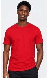 <b>Men's</b> Red Cotton T-Shirt Short Sleeve O-Neck Regular Fit Casual Solid Color Jersey Knit Blank Design - Product Image 3