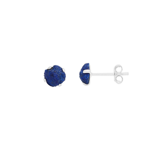 925 <b>Sterling</b> <b>Silver</b> Natural Azurite Rough Butterfly Lock <b>Stud</b> Earrings Fashion Trendy Dainty Prong Setting Pack of 4 Pairs - Product Image 3