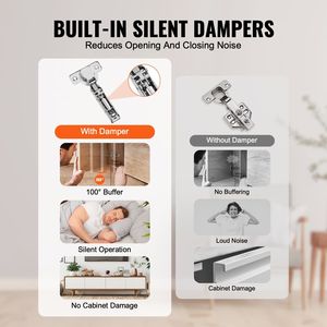 Set da 60 Cerniere per Ante di Armadi da Cucina, Apertura a 100 Gradi, Chiusura Morbida, Cerniere Nascoste per Mobili - Product Image 3