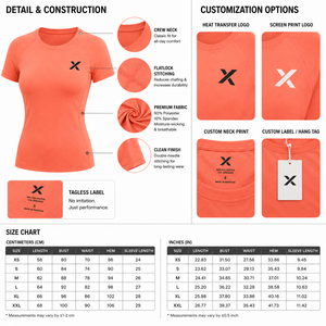 Camiseta Deportiva de Color Sólido para Mujer XSC OEM ODM |   Top Deportivo y de Yoga de Poliéster Elástico y Transpirable |   Ropa Deportiva de Secado Rápido para Gimnasio - Product Image 5