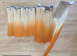 ผมต่อ Caha แท้ 100% เรมี่แฮร์ แบบ Double Drawn สีออมเบรบลอนด์ส้ม ผมเวอร์จินเวียดนาม ต่อแบบ Machine Weft น้ำหนัก 100 กรัม - Product Image 1