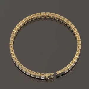 White Rhodium Plated Moissanite Diamond <b>Bracelet</b> & Bangle Round in 18K Yellow Gold Cut Jewelry - Product Image 4