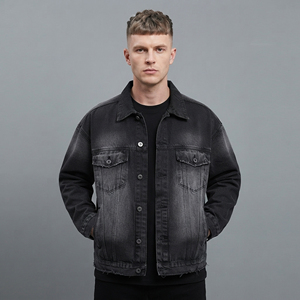Premium Quality Custom Men's Denim <b>Jacket</b> Simple Loose Fit Long sleeve Wholesale Washed custom logo hip hop men's denim <b>jacket</b> - Product Image 1
