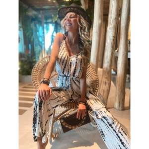 Combinaison ample tie-dye bohème pour femme, bretelles spaghetti, col en V, tenue décontractée d'été pour la plage - Product Image 3