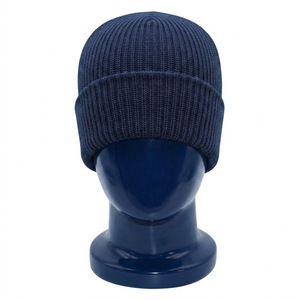 Classic Ribbed Knit Beanie Hat Solid Color Warm <b>Winter</b> <b>Cap</b> Unisex Adult 56-58CM Acrylic Folded Cuffed Style Casual Wear - Product Image 1
