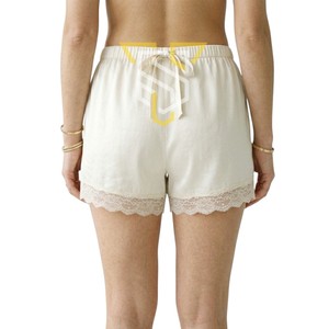 Conjunto de Pijama de 2 Piezas para Mujer, Cuello Alto, Manga Corta, Color Blanco Sólido, Shorts de Encaje, Casual, Verano, Transpirable, Elegante - Product Image 6